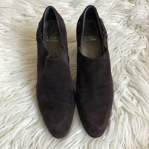 Stuart Weitzman Suede Low Ankle Heeled Booties - Picture 3 of 8